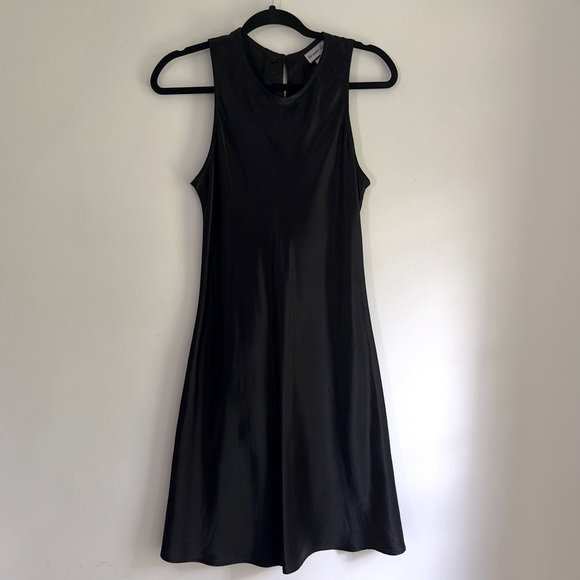 Vintage Dresses & Skirts - Vintage 90’s Deadstock NWT Black Satin-look Sleeveless Mini Dress